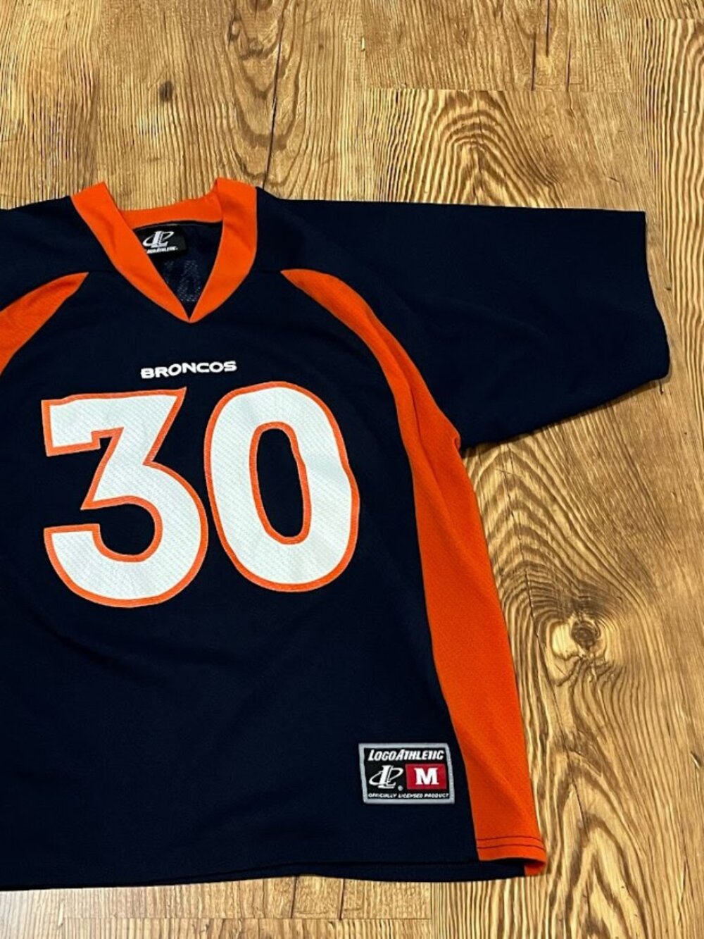Denver Broncos Terrell Davis Jersey, Logo Athletic, Blue, Adult Medium